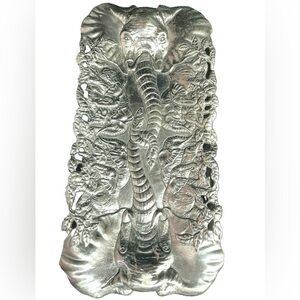 Intricate Silver Elephant Tray